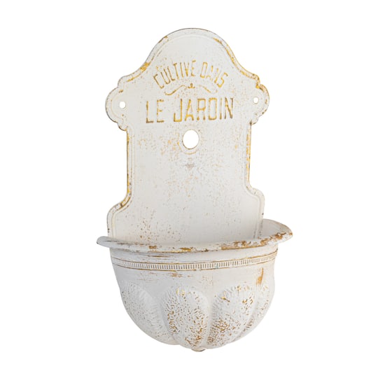 Hello Honey® 28.5" White Distressed Finish Metal Wall-Mounted Planter